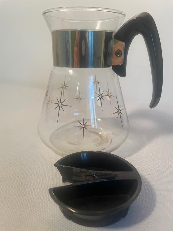 Corning Glass Coffee Carafe with Starburst Design 6 Cup 1960's